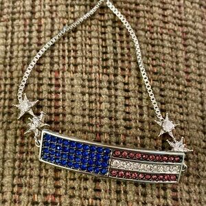 Joan Boyce American Flag Adjustable Crystal Bracelet